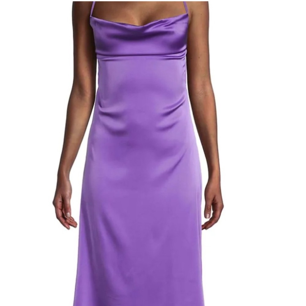 Weworewhat purple cowl neck dress with tie in the back. Size small